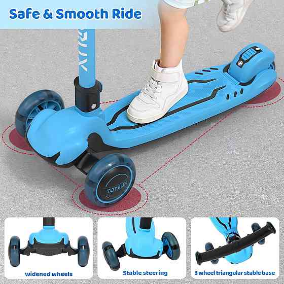 TONBUX Kids Scooter, Light Up 3 Wheel Kick Scooters for Kids 3-12, Folding Scooters with Adjustable  Richmond