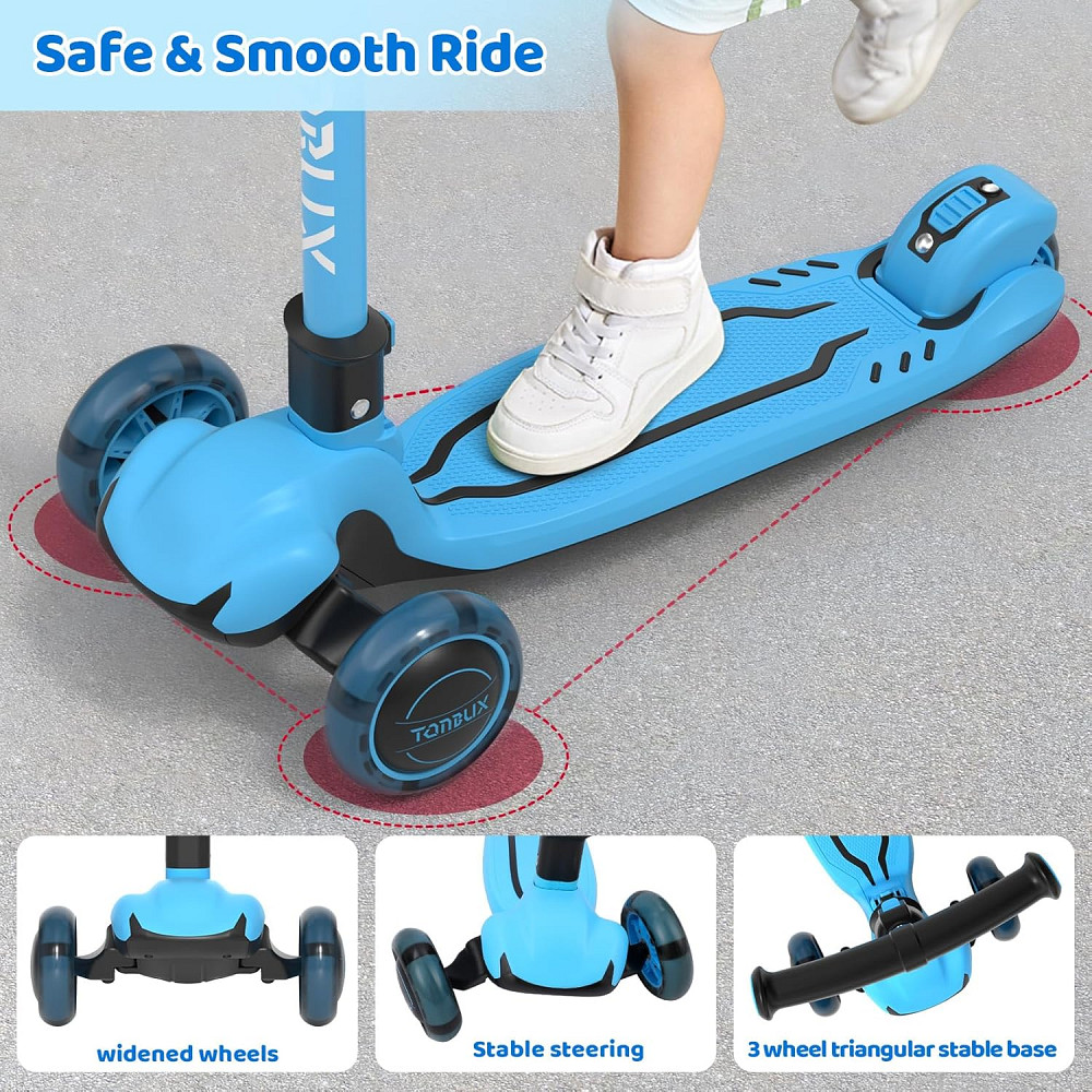 TONBUX Kids Scooter, Light Up 3 Wheel Kick Scooters for Kids 3-12, Folding Scooters with Adjustable  Richmond - photo 3