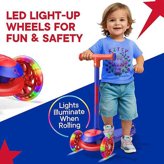 3 Wheel Scooter for Kids, Smooth Light Up LED Front Wheels, Wide Anti Slip Deck, Rear Foot Brake, Ea Richmond