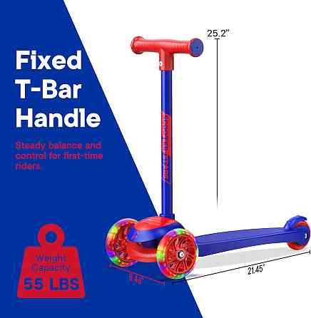 3 Wheel Scooter for Kids, Smooth Light Up LED Front Wheels, Wide Anti Slip Deck, Rear Foot Brake, Ea Richmond