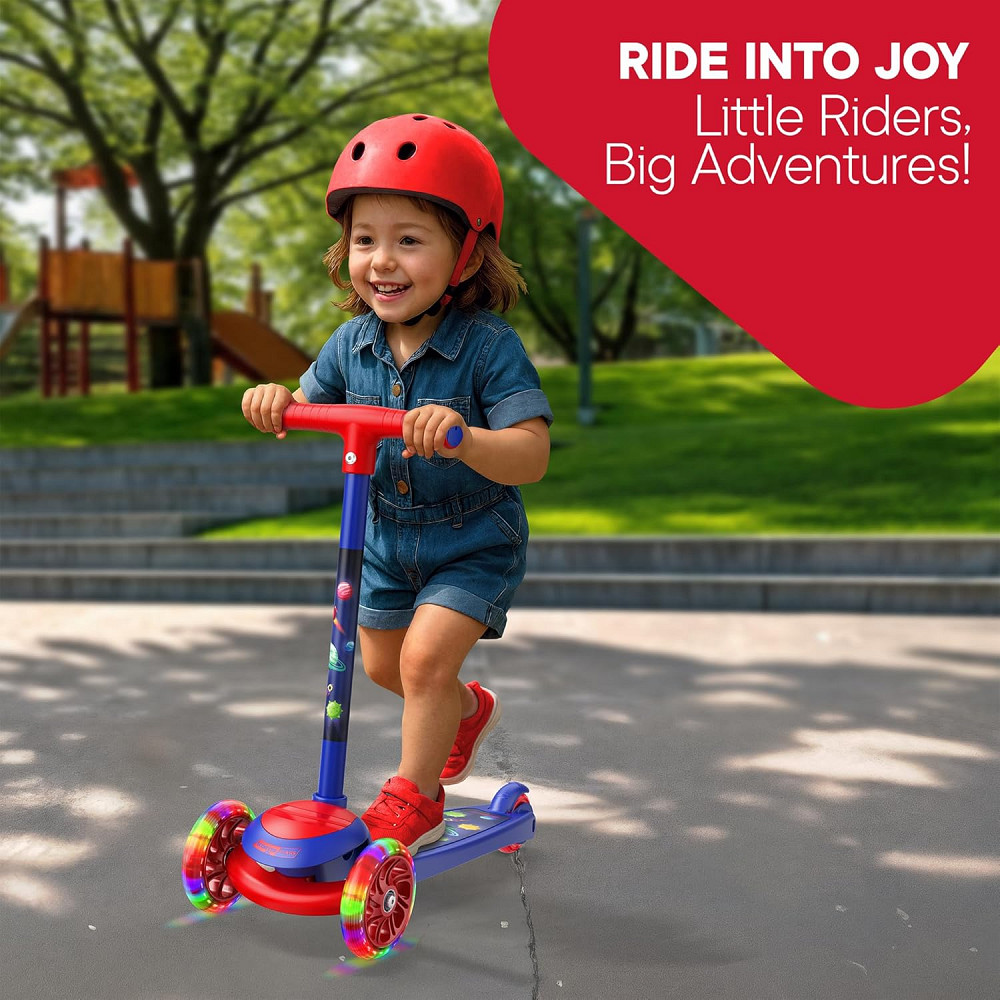3 Wheel Scooter for Kids, Smooth Light Up LED Front Wheels, Wide Anti Slip Deck, Rear Foot Brake, Ea Richmond - photo 2