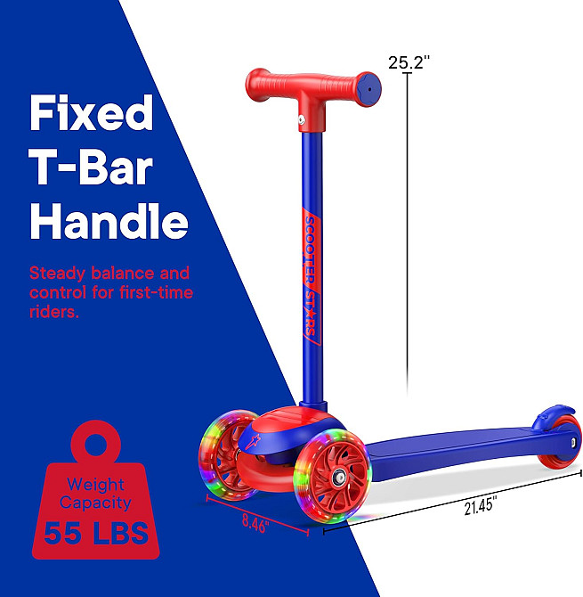3 Wheel Scooter for Kids, Smooth Light Up LED Front Wheels, Wide Anti Slip Deck, Rear Foot Brake, Ea Richmond - photo 4