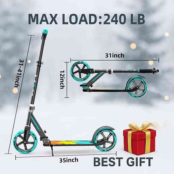 Scooter for Kids 6–12 & Adults, Max Load 240 LBS, Adjustable Height,Lightweight 2-Wheel, Foldable Ki Richmond