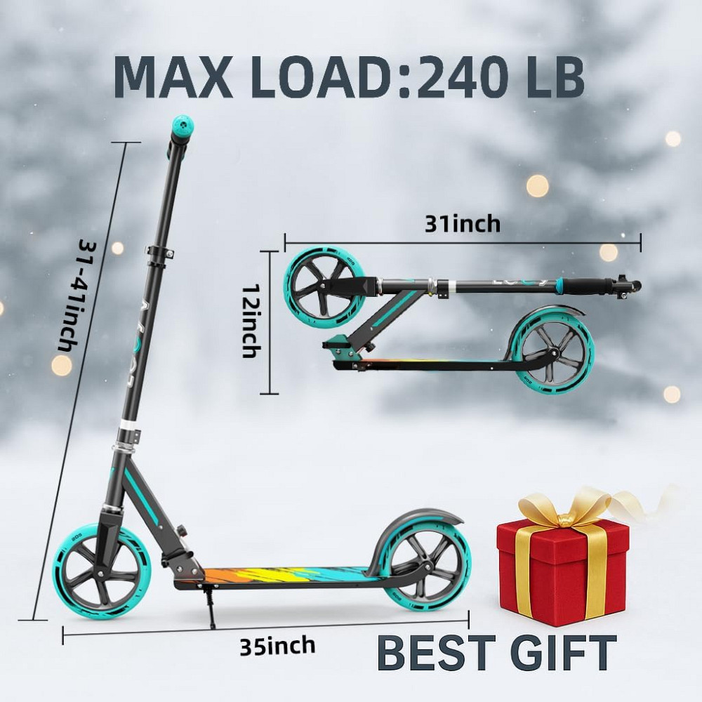 Scooter for Kids 6–12 & Adults, Max Load 240 LBS, Adjustable Height,Lightweight 2-Wheel, Foldable Ki Richmond - photo 5
