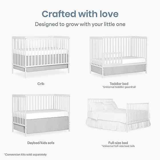 Dream On Me Synergy 5-in-1 Convertible Full-Size Baby Crib with Toddler, Day & Full Bed Conversion i Richmond
