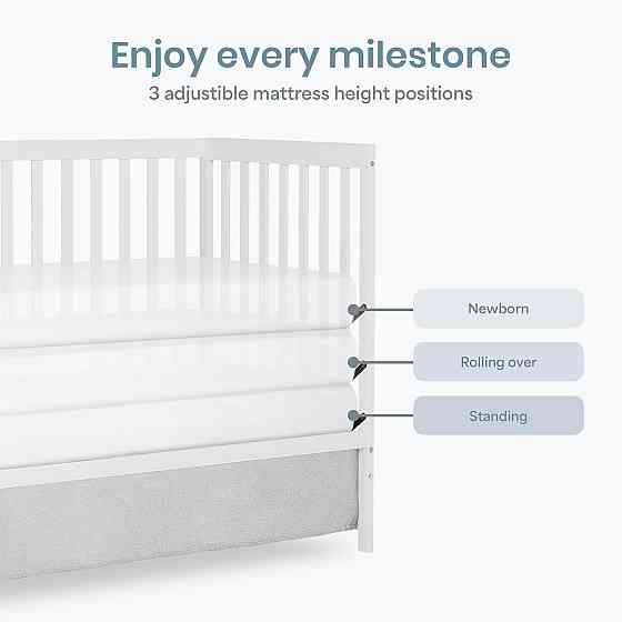 Dream On Me Synergy 5-in-1 Convertible Full-Size Baby Crib with Toddler, Day & Full Bed Conversion i Richmond