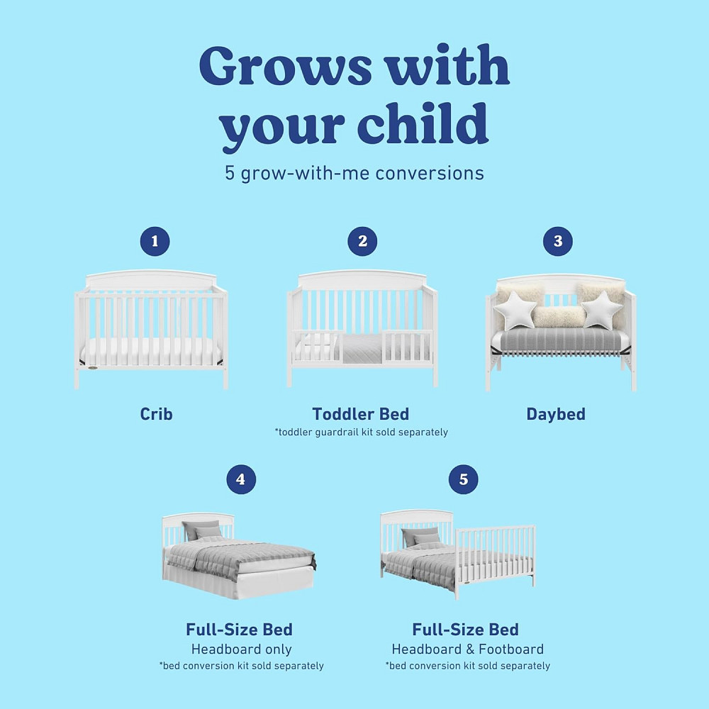 Graco Benton 5-in-1 Convertible Crib – GREENGUARD Gold Certified, Converts from Baby Crib to Toddler Richmond - photo 6