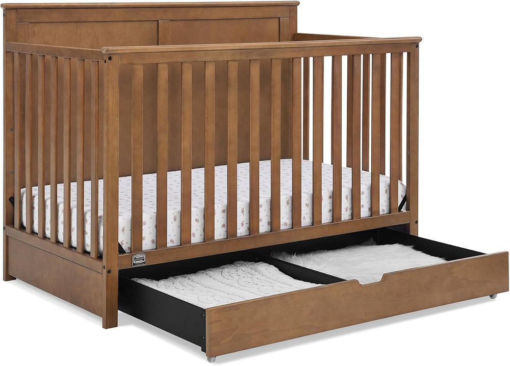 Simmons Kids Logan 6-in-1 Convertible Crib with Underdrawer - Greenguard Gold Certified, Chestnut Richmond - photo 6