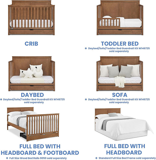 Simmons Kids Logan 6-in-1 Convertible Crib with Underdrawer - Greenguard Gold Certified, Chestnut Richmond - photo 5