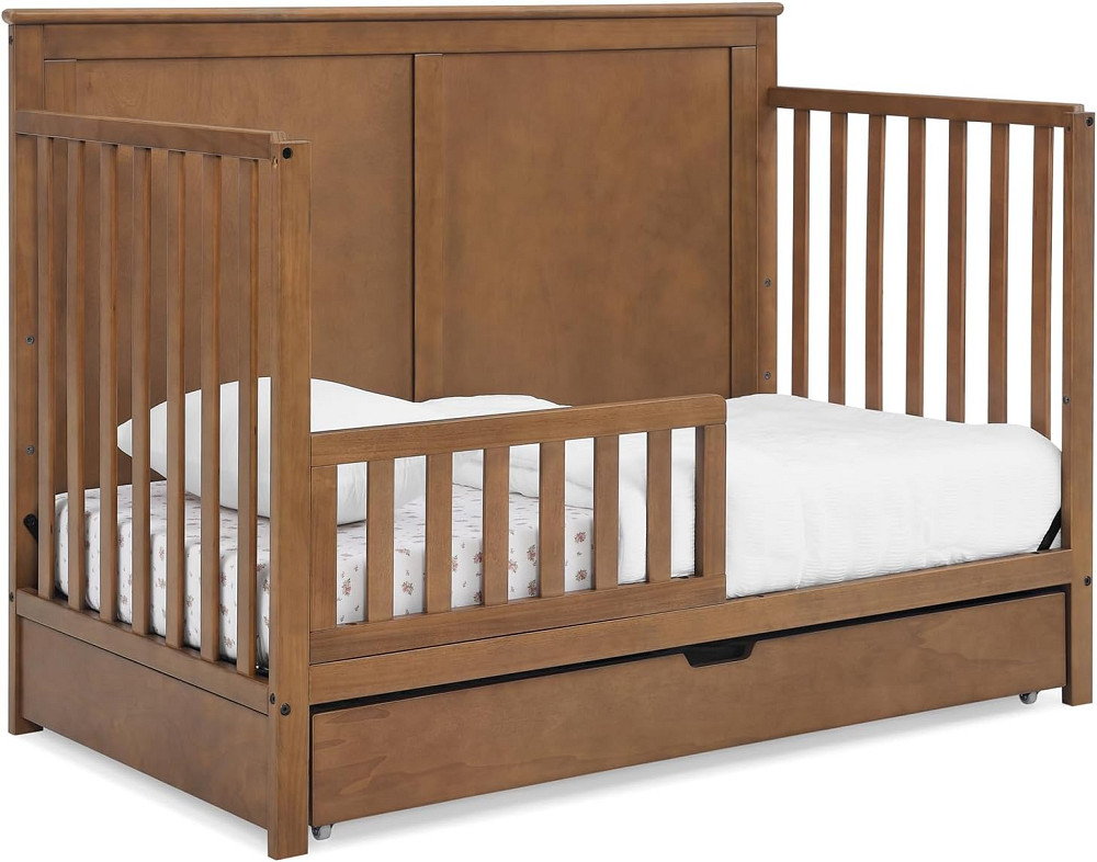 Simmons Kids Logan 6-in-1 Convertible Crib with Underdrawer - Greenguard Gold Certified, Chestnut Richmond - photo 9