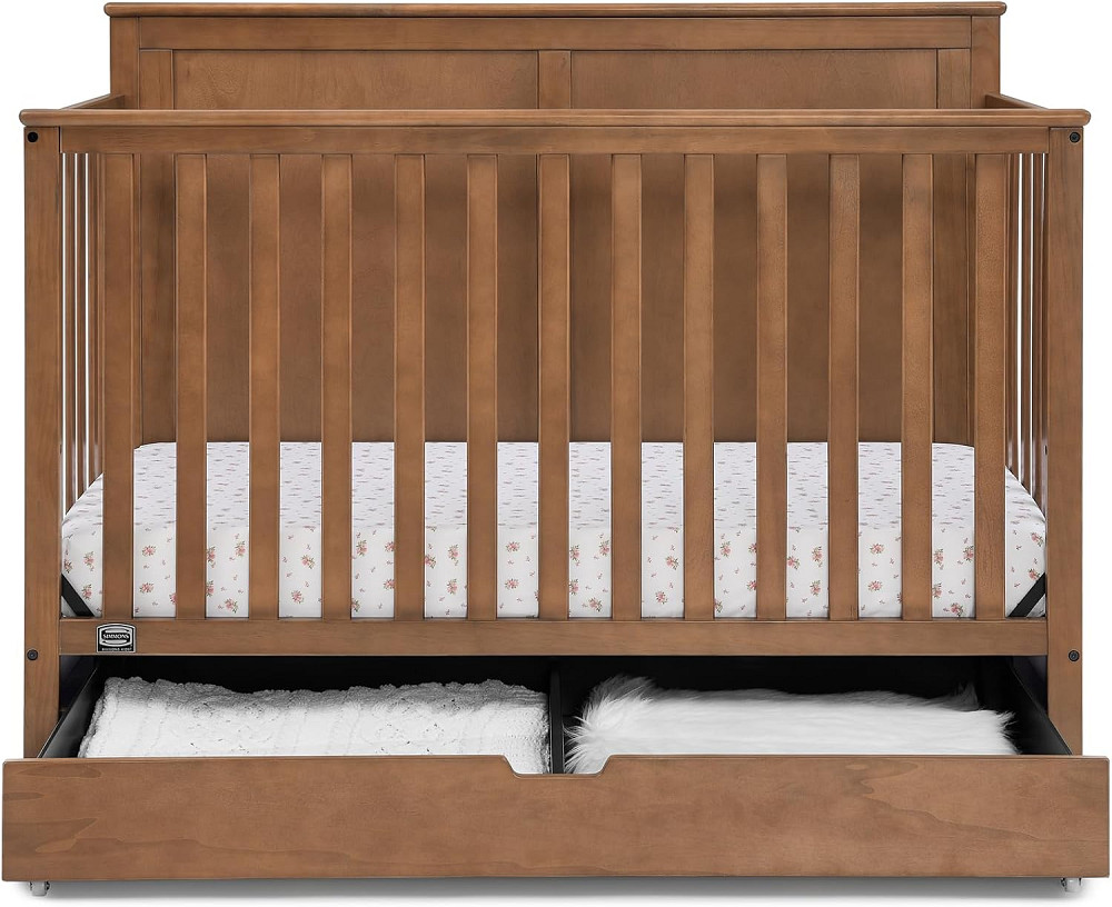 Simmons Kids Logan 6-in-1 Convertible Crib with Underdrawer - Greenguard Gold Certified, Chestnut Richmond - photo 8