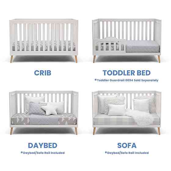 Delta Children Essex 4-in-1 Convertible Baby Crib, Bianca White with Natural Legs Richmond
