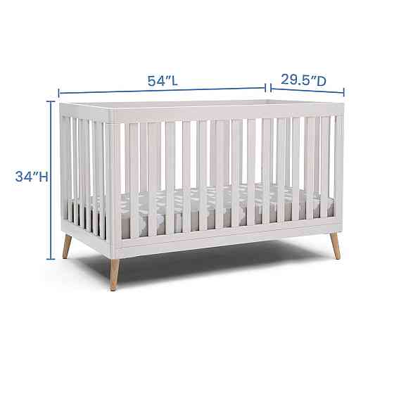 Delta Children Essex 4-in-1 Convertible Baby Crib, Bianca White with Natural Legs Richmond