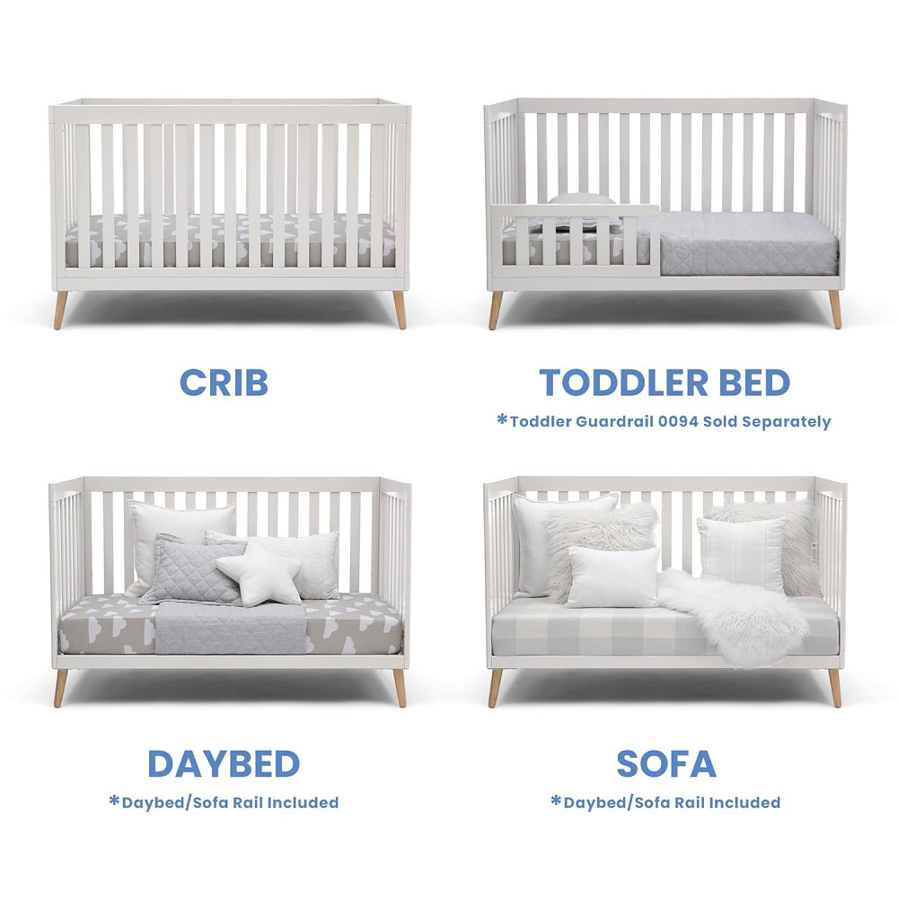 Delta Children Essex 4-in-1 Convertible Baby Crib, Bianca White with Natural Legs Richmond - photo 5