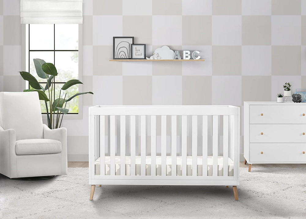 Delta Children Essex 4-in-1 Convertible Baby Crib, Bianca White with Natural Legs Richmond - photo 2