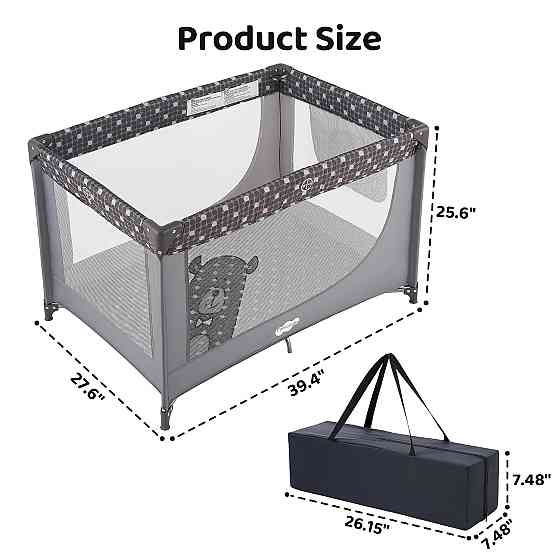 Pamo Babe Compact Pack and Play - Portable Crib for Baby, Lightweight Foldable Travel Playard with M Richmond