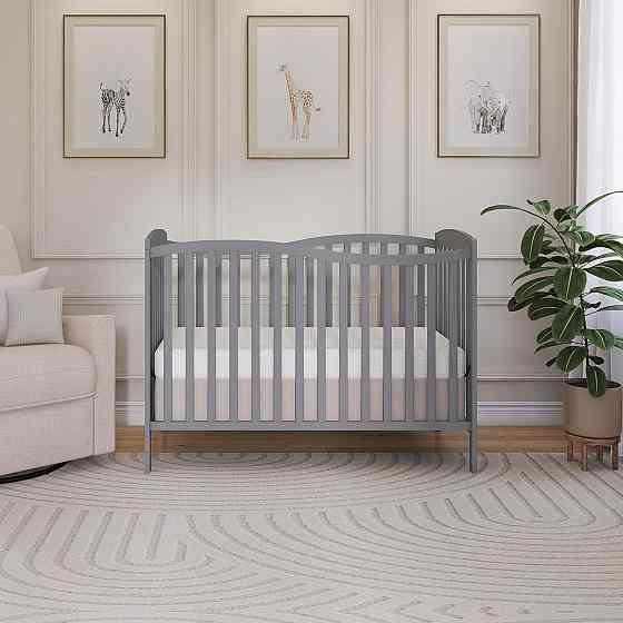 Dream On Me Chelsea 5-in-1 Convertible Full-Size Baby Crib in Steel Grey, GreenGuard Gold & BSA, Pin Richmond