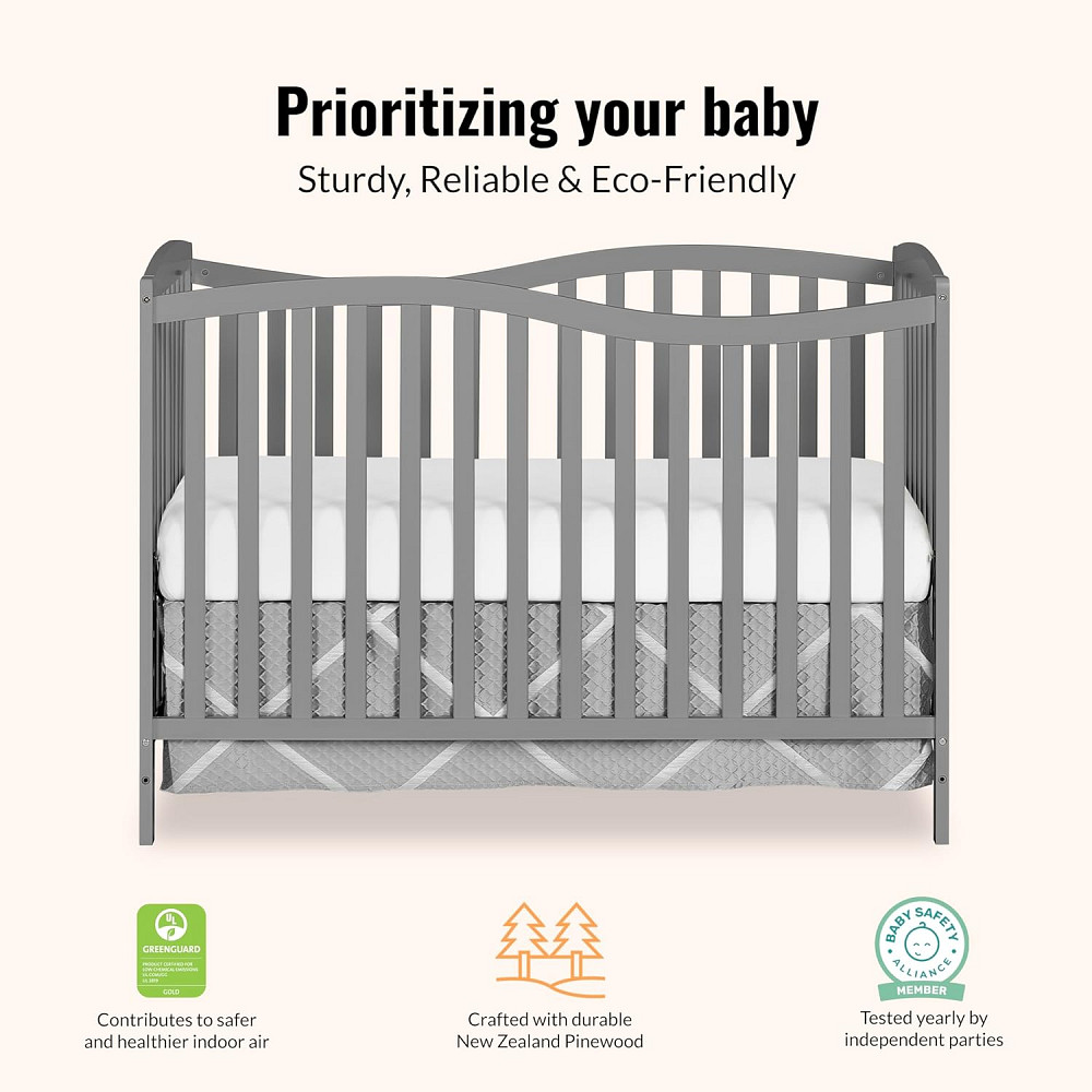 Dream On Me Chelsea 5-in-1 Convertible Full-Size Baby Crib in Steel Grey, GreenGuard Gold & BSA, Pin Richmond - photo 5