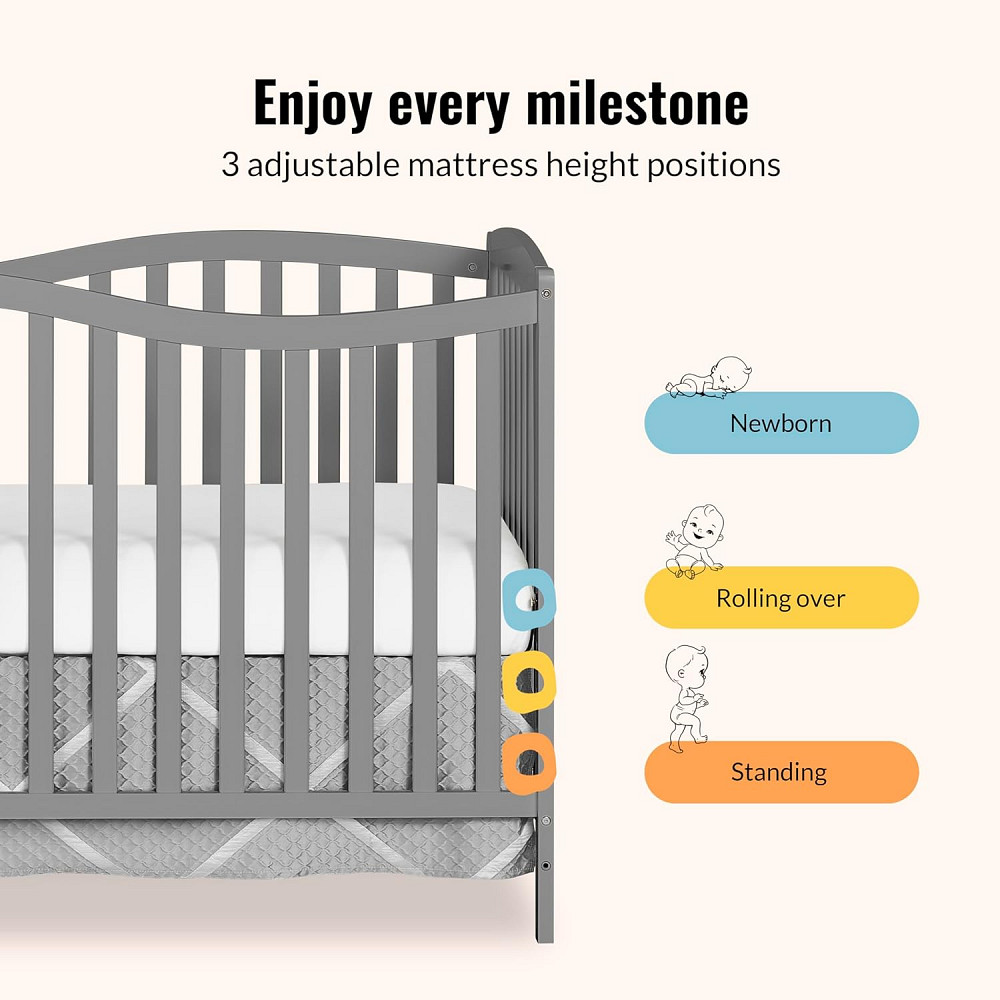 Dream On Me Chelsea 5-in-1 Convertible Full-Size Baby Crib in Steel Grey, GreenGuard Gold & BSA, Pin Richmond - photo 6