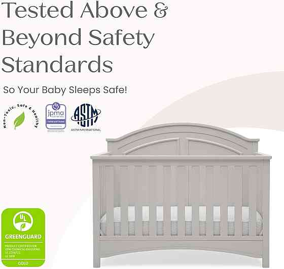 Delta Children Perry 6-in-1 Convertible Crib - Greenguard Gold Certified, Moonstruck Grey Richmond