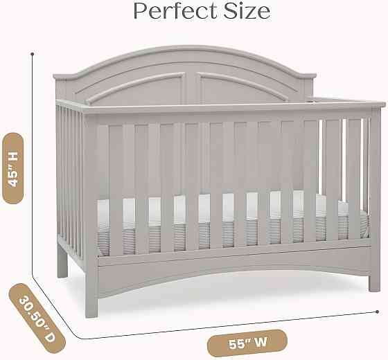 Delta Children Perry 6-in-1 Convertible Crib - Greenguard Gold Certified, Moonstruck Grey Richmond