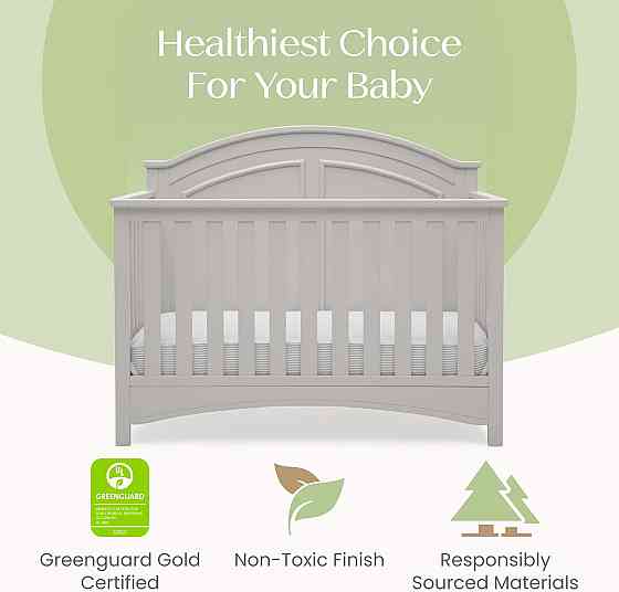 Delta Children Perry 6-in-1 Convertible Crib - Greenguard Gold Certified, Moonstruck Grey Richmond