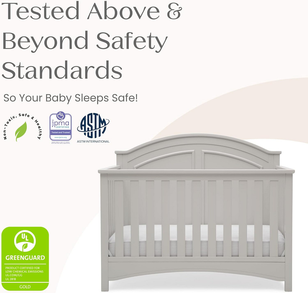 Delta Children Perry 6-in-1 Convertible Crib - Greenguard Gold Certified, Moonstruck Grey Richmond - photo 4
