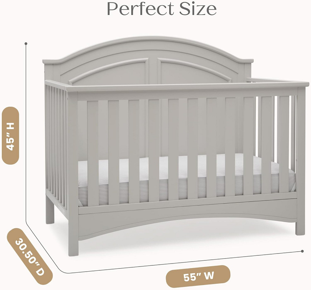 Delta Children Perry 6-in-1 Convertible Crib - Greenguard Gold Certified, Moonstruck Grey Richmond - photo 3