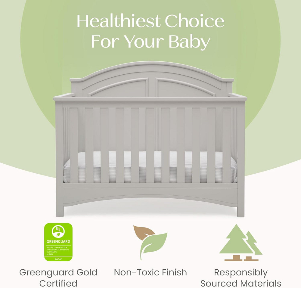 Delta Children Perry 6-in-1 Convertible Crib - Greenguard Gold Certified, Moonstruck Grey Richmond - photo 6