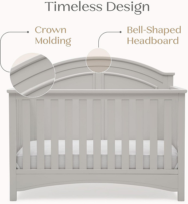Delta Children Perry 6-in-1 Convertible Crib - Greenguard Gold Certified, Moonstruck Grey Richmond - photo 8