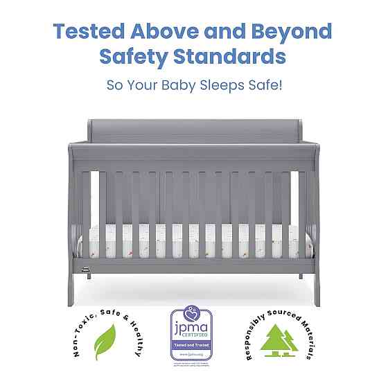 Simmons Kids Carter 6-in-1 Convertible Crib - Greenguard Gold Certified, Grey Richmond