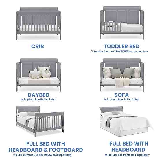Simmons Kids Carter 6-in-1 Convertible Crib - Greenguard Gold Certified, Grey Richmond