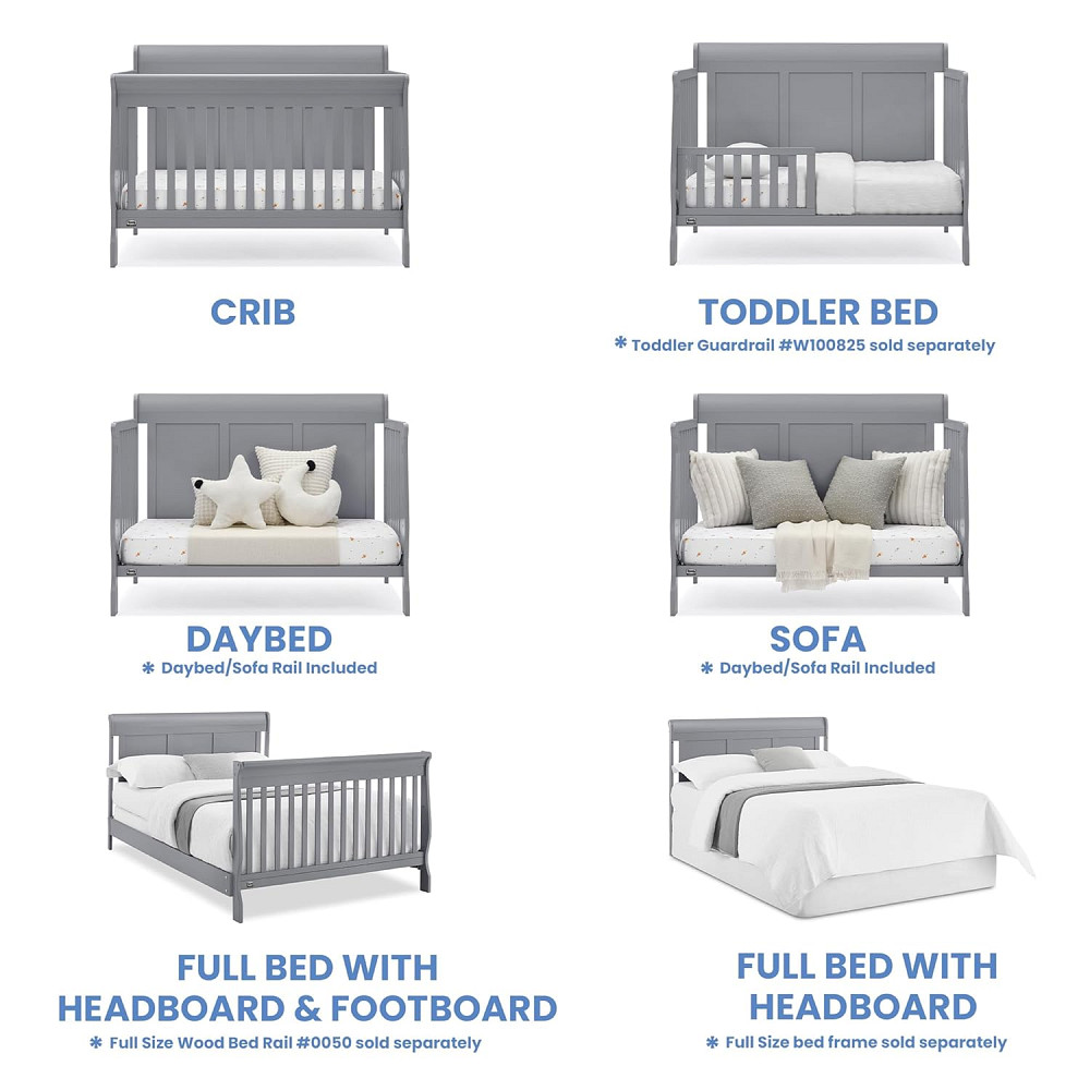 Simmons Kids Carter 6-in-1 Convertible Crib - Greenguard Gold Certified, Grey Richmond - photo 5