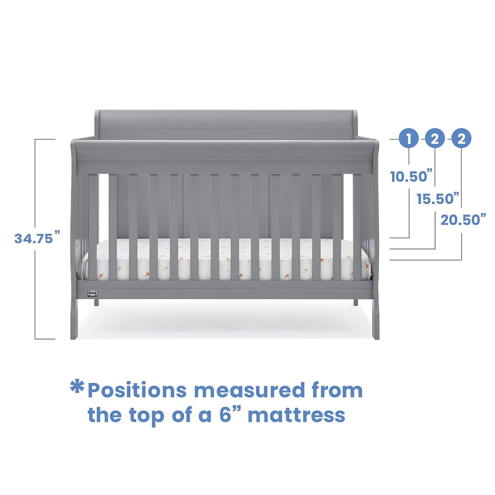 Simmons Kids Carter 6-in-1 Convertible Crib - Greenguard Gold Certified, Grey Richmond - photo 7