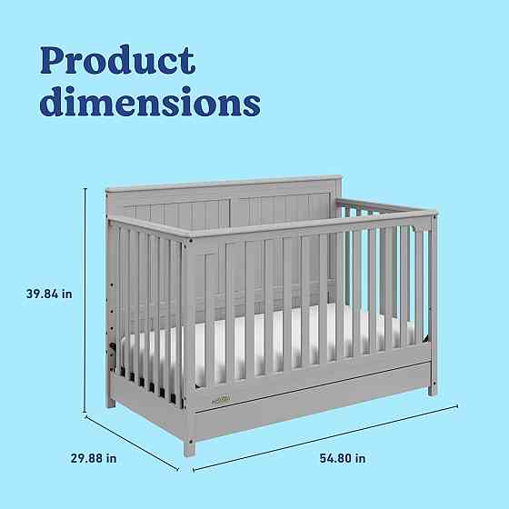 Graco Hadley 5-in-1 Convertible Crib with Drawer – GREENGUARD Gold Certified, Fits Standard Crib Mat Richmond