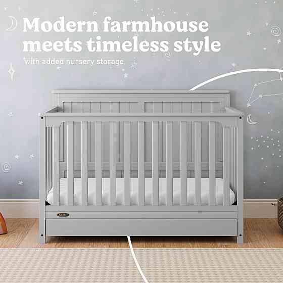 Graco Hadley 5-in-1 Convertible Crib with Drawer – GREENGUARD Gold Certified, Fits Standard Crib Mat Richmond