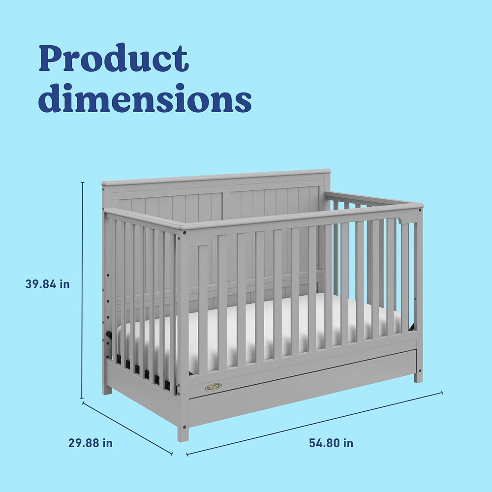 Graco Hadley 5-in-1 Convertible Crib with Drawer – GREENGUARD Gold Certified, Fits Standard Crib Mat Richmond - photo 3