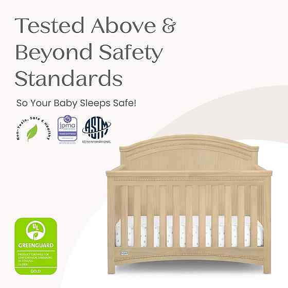 Simmons Kids SlumberTime Emma 4-in-1 Convertible Baby Crib N More - Greenguard Gold Certified, Natur Richmond