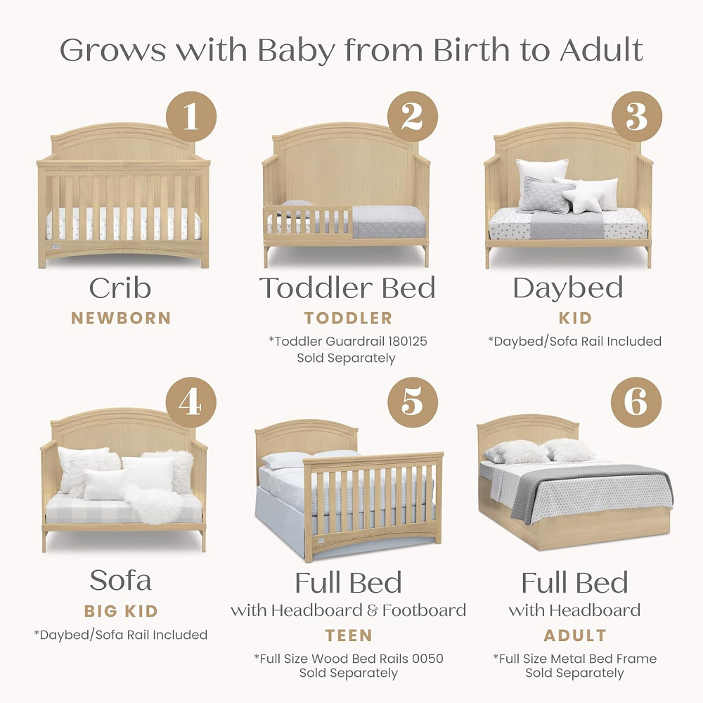 Simmons Kids SlumberTime Emma 4-in-1 Convertible Baby Crib N More - Greenguard Gold Certified, Natur Richmond - photo 5