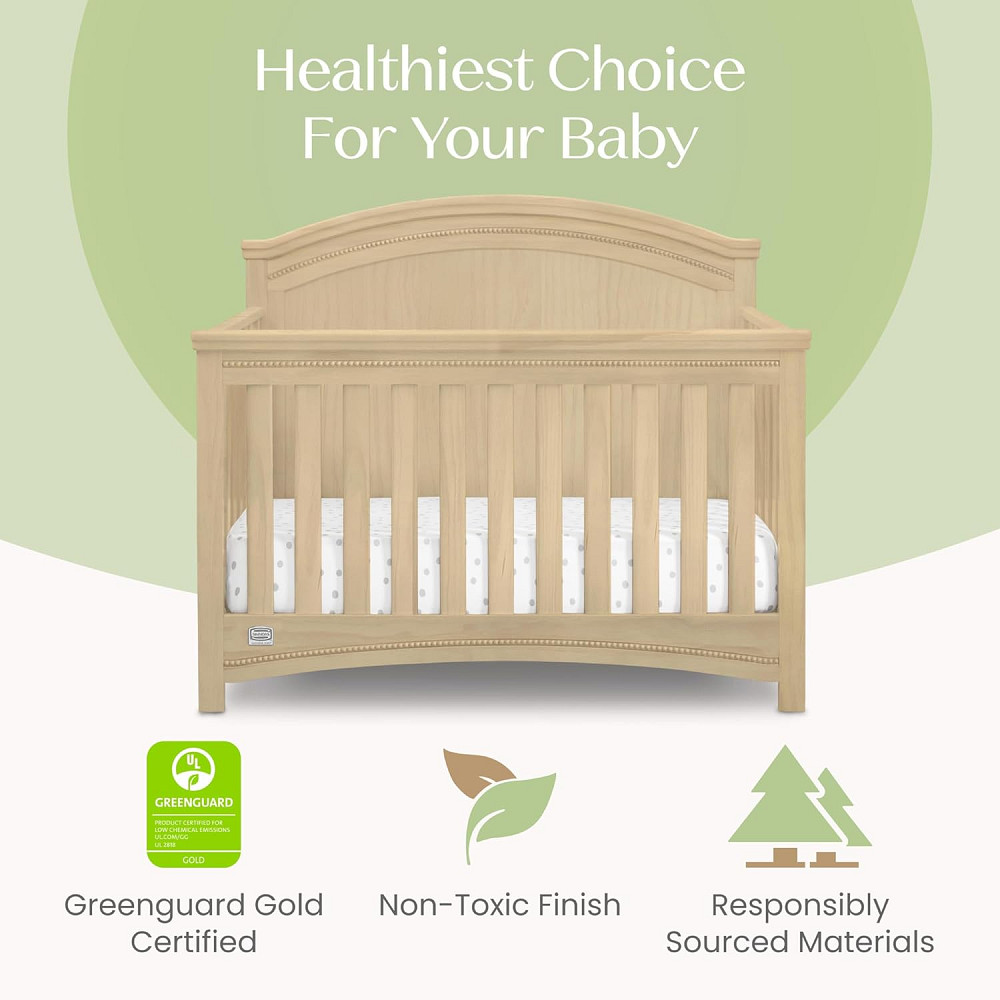 Simmons Kids SlumberTime Emma 4-in-1 Convertible Baby Crib N More - Greenguard Gold Certified, Natur Richmond - photo 8