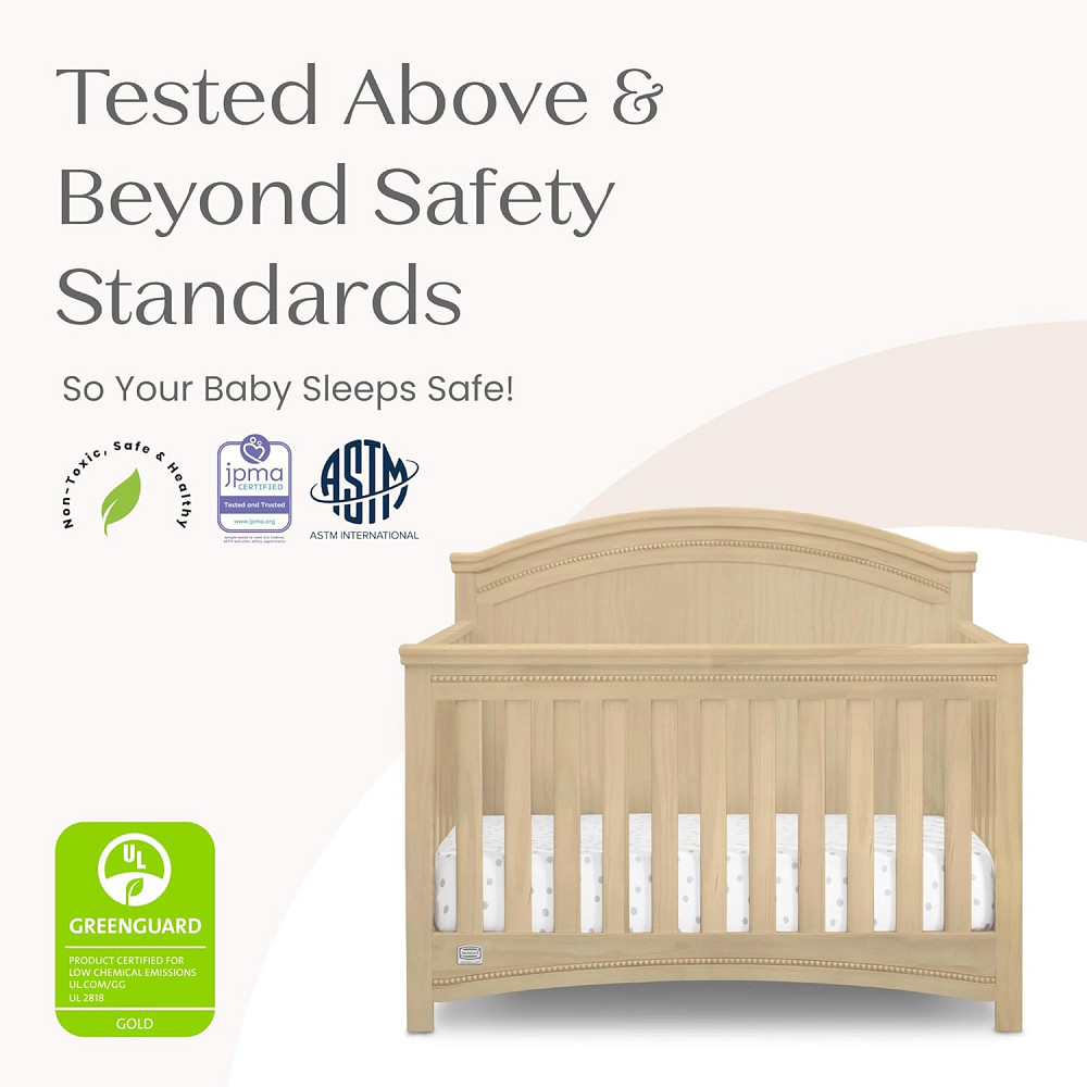 Simmons Kids SlumberTime Emma 4-in-1 Convertible Baby Crib N More - Greenguard Gold Certified, Natur Richmond - photo 4