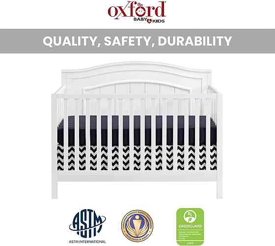 Oxford Baby North Bay 4-in-1 Convertible Crib, Snow White, GreenGuard Gold Certified Richmond