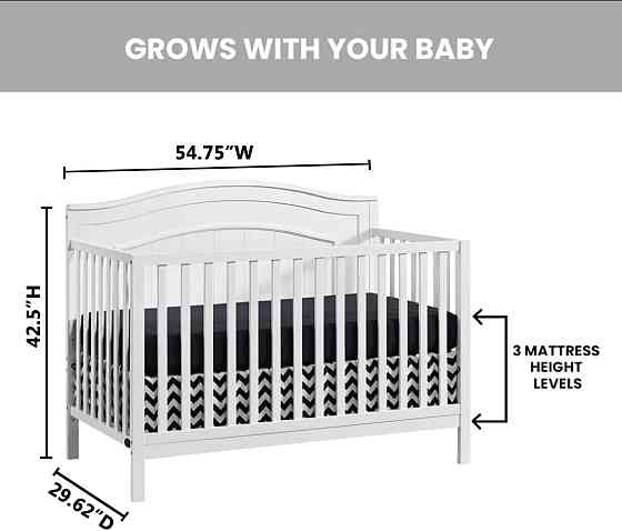 Oxford Baby North Bay 4-in-1 Convertible Crib, Snow White, GreenGuard Gold Certified Richmond