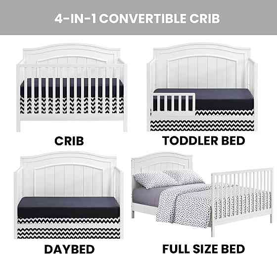 Oxford Baby North Bay 4-in-1 Convertible Crib, Snow White, GreenGuard Gold Certified Richmond