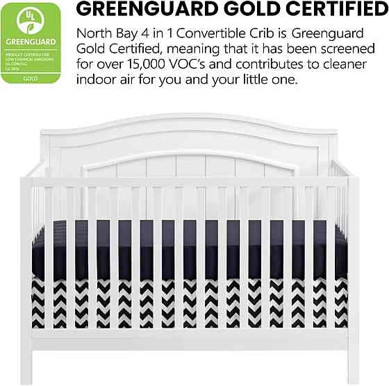 Oxford Baby North Bay 4-in-1 Convertible Crib, Snow White, GreenGuard Gold Certified Richmond