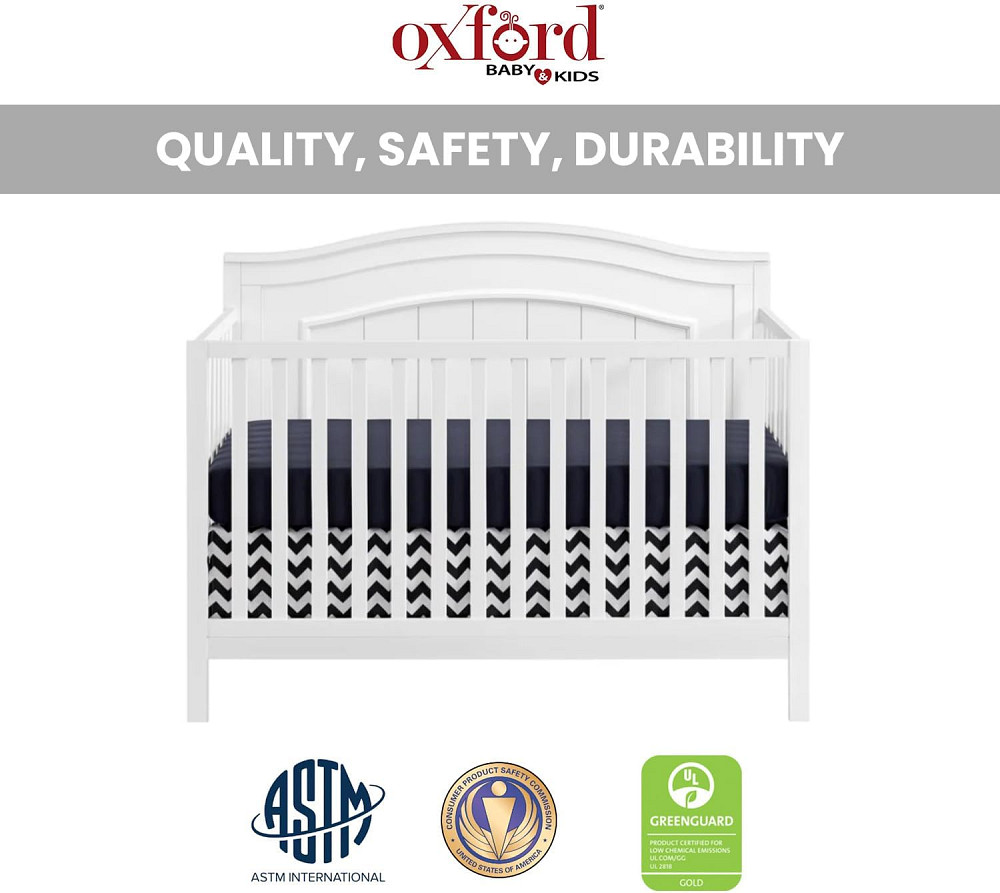 Oxford Baby North Bay 4-in-1 Convertible Crib, Snow White, GreenGuard Gold Certified Richmond - photo 5
