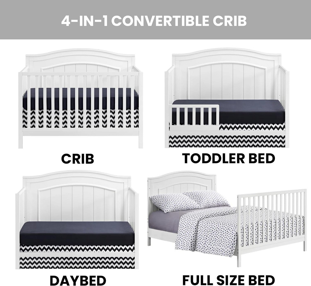 Oxford Baby North Bay 4-in-1 Convertible Crib, Snow White, GreenGuard Gold Certified Richmond - photo 4
