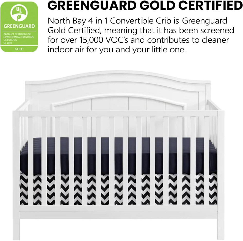 Oxford Baby North Bay 4-in-1 Convertible Crib, Snow White, GreenGuard Gold Certified Richmond - photo 6