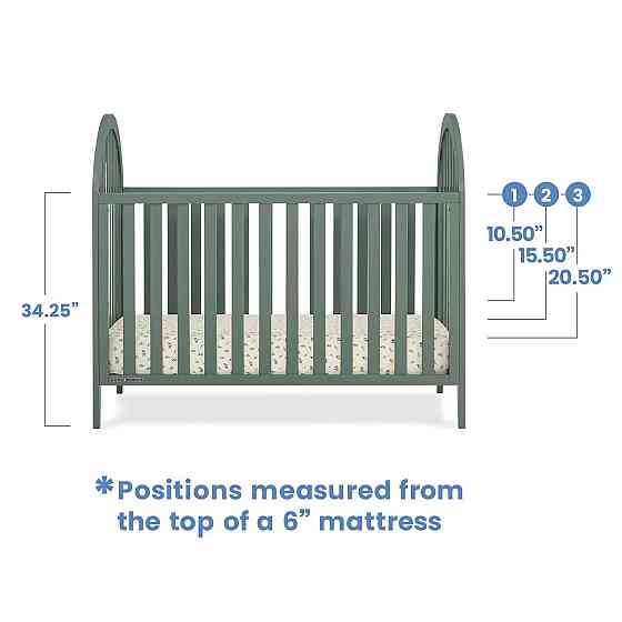 Delta Children Milano 4-in-1 Convertible Crib - Greenguard Gold Certified, Grassy Glen Richmond