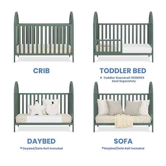 Delta Children Milano 4-in-1 Convertible Crib - Greenguard Gold Certified, Grassy Glen Richmond